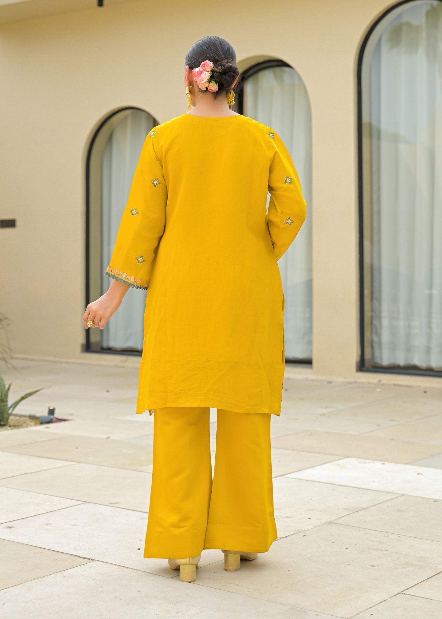 Green Mul Chanderi Floral Suit