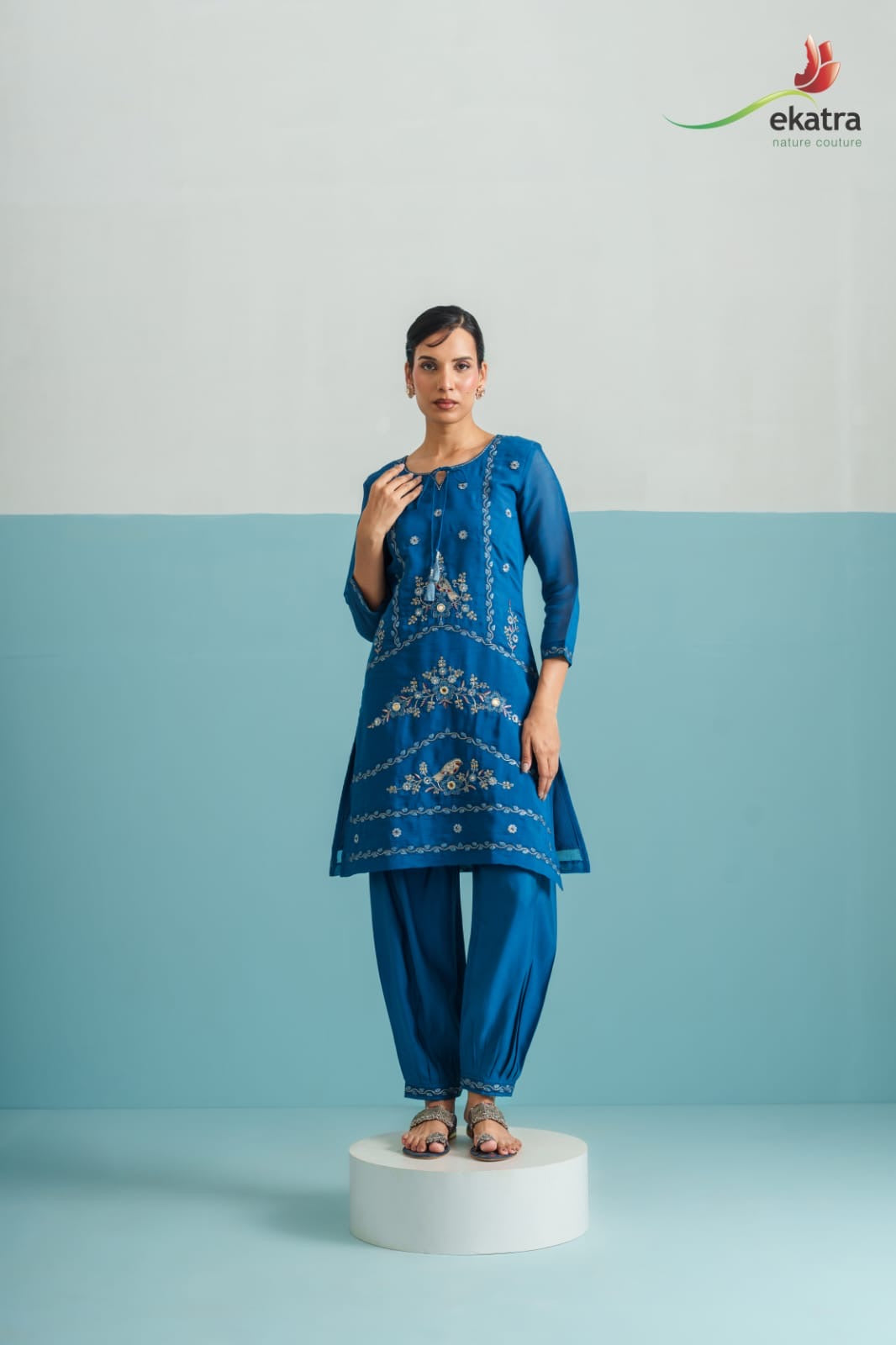 Royal Blue Embroidered Co-ord Set