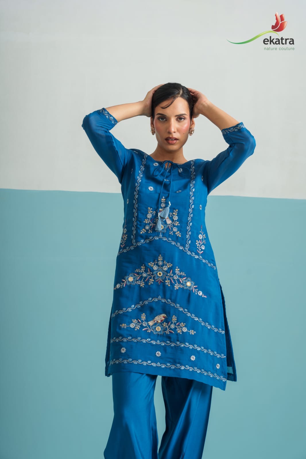 Royal Blue Embroidered Co-ord Set