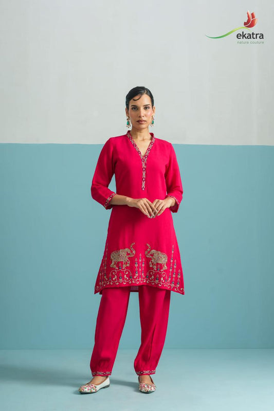 Vibrant Pink Elephant Co-ord Set