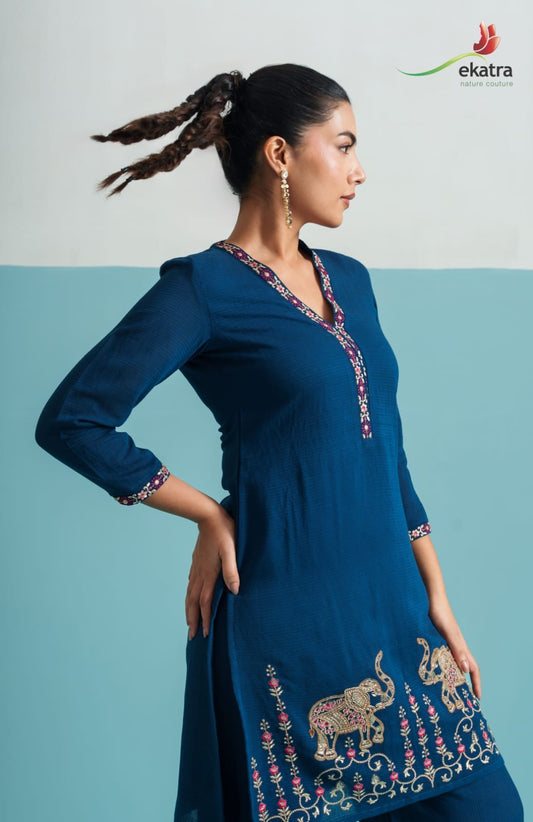 Navy Blue Elephant Co-ord Set