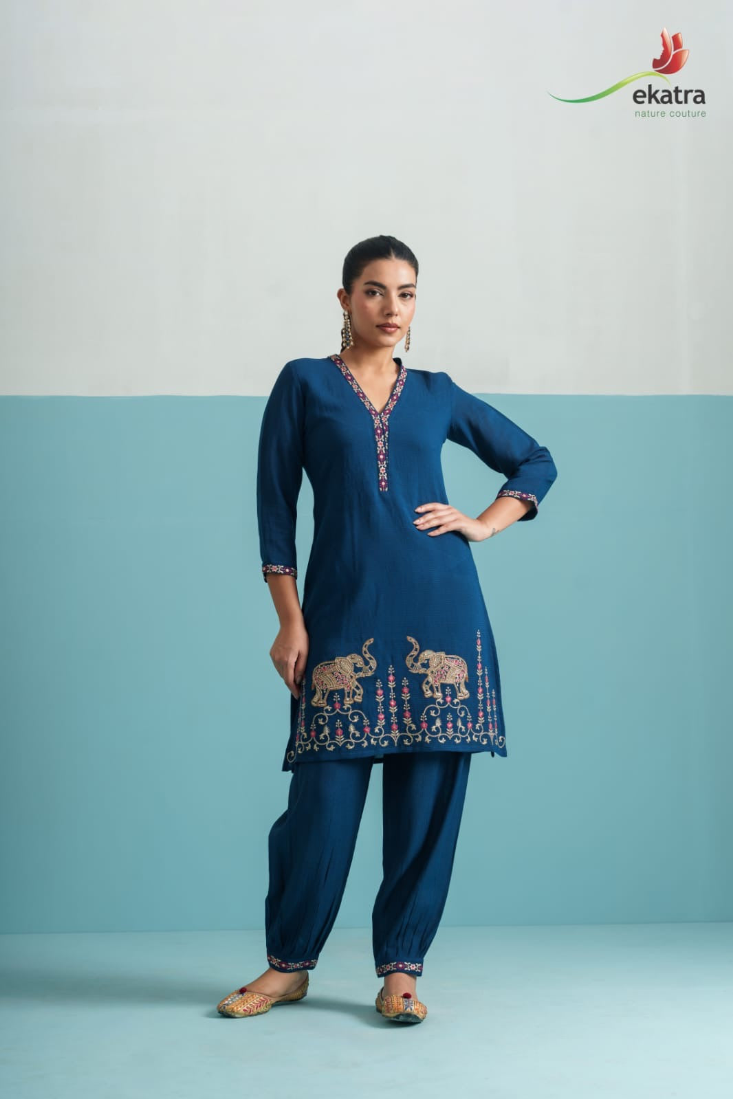 Navy Blue Elephant Co-ord Set